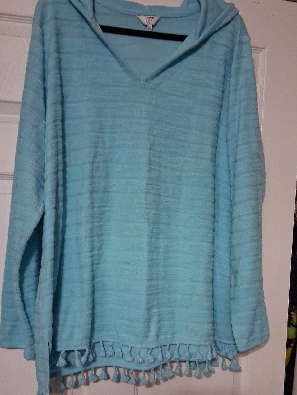 crown & ivy Light Aqua Knit Top